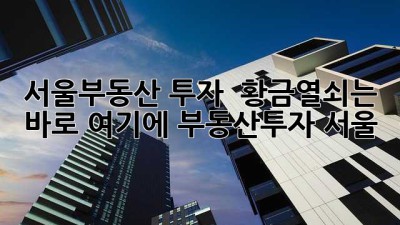서울부동산 투자, 🔑 황금열쇠는 바로 여기에! #부동산투자 #서울